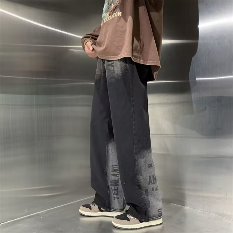 Quần Jean Dài Phối Màu Tương Phản Thoải Mái Phong Cách hip hop Đường Phố Hàn Quốc Cỡ S-3XL Thời Trang Cho Nam