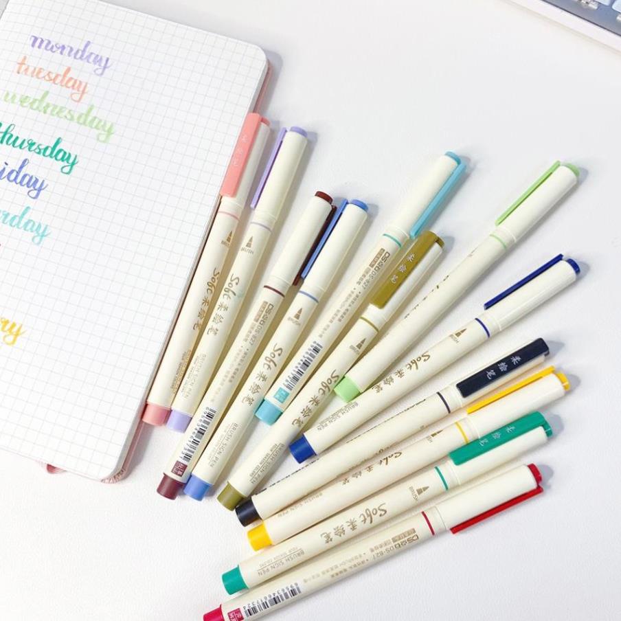 Bút brush Soft viết calligraphy màu pastel trang trí sổ Bullet Journal