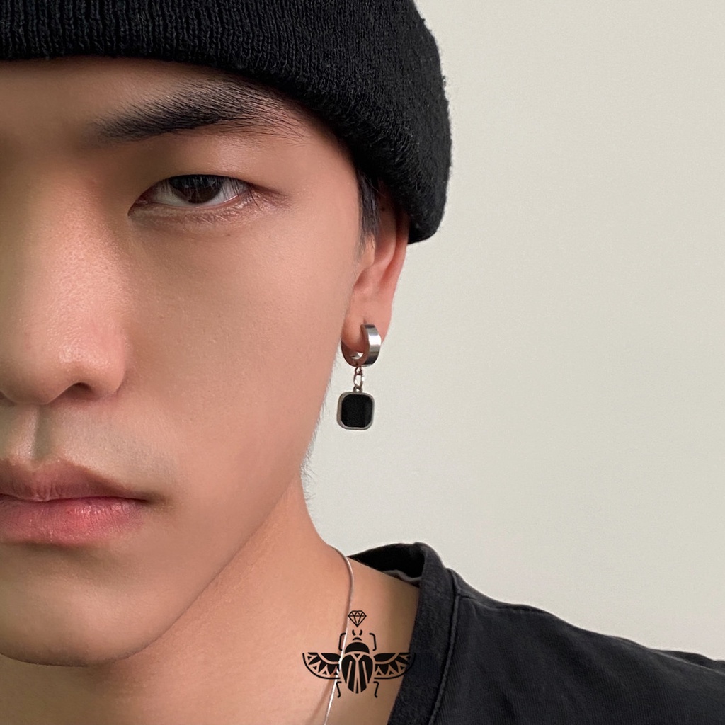 Khuyên Tai Thép Titan Không Gỉ Màu Đen Cá Tính Cho Cặp Đôi