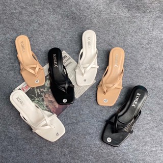 Dép cao gót nữ 3 phân đế vuông , Guốc nữ quai kẹp cao gót da mềm đi chơi đi làm sang chảnh