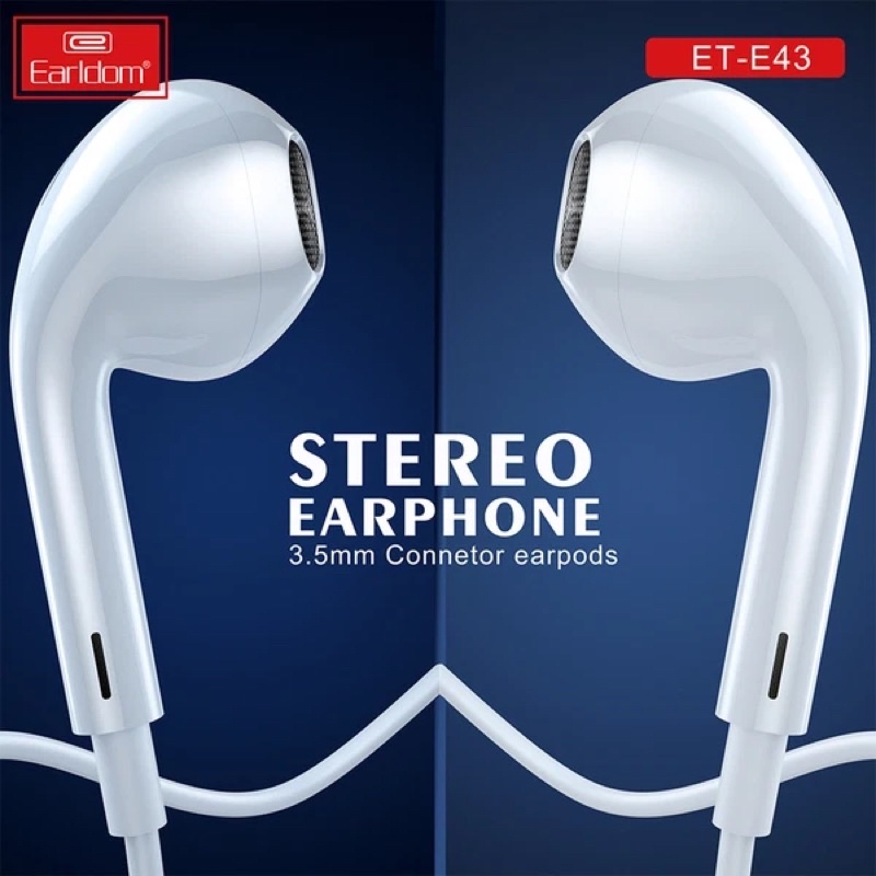 Tai nghe jack 3.5 có mic đàm thoại m Earldom E43 sử dụng cho điện thoại laptop máy nghe nhạc chơi game âm bass cực chuẩn