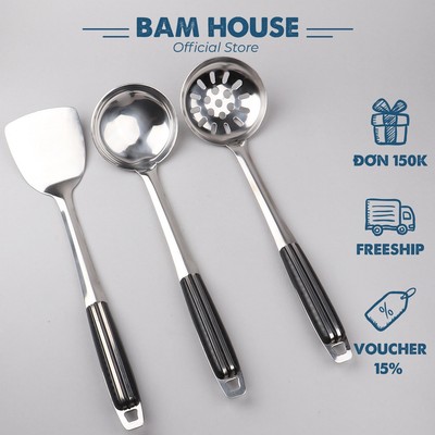 Vá sạn inox Bam House cán nhựa đen cao cấp siêu bền SCD15