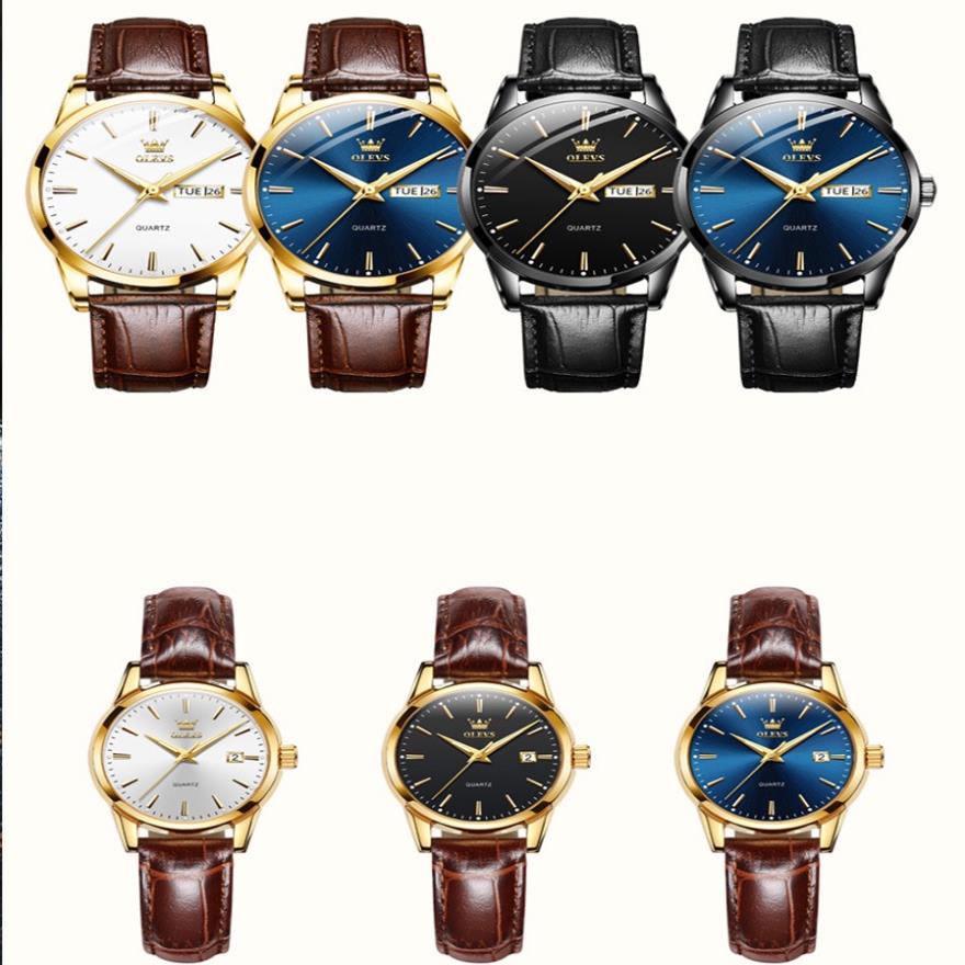 Đồng hồ nam Olevs đường kính 39mm, dây đeo da thoáng khí, hiện đại thanh lịch, chống thấm nước 30m