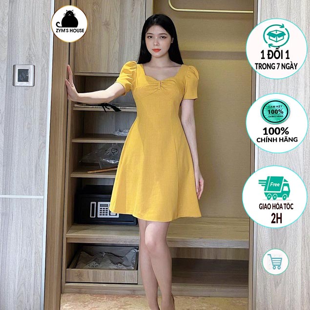 Váy xoè nhún ngực tay bồng Zym's House - LT227