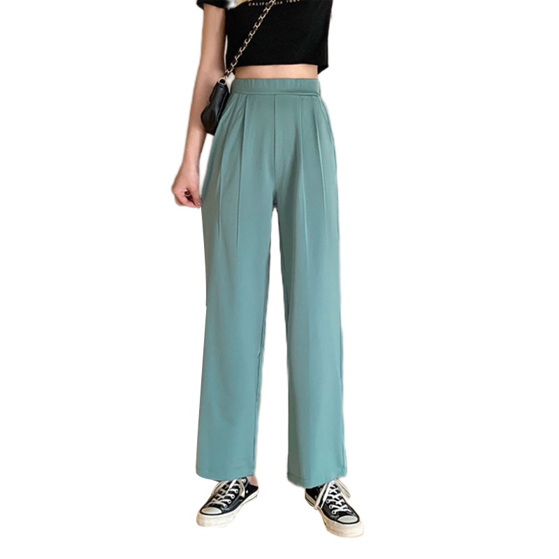 Quần ống rộng Lưng Cao Màu Sắc Đơn Giản Thời Trang Mùa Hè Cho Nữ