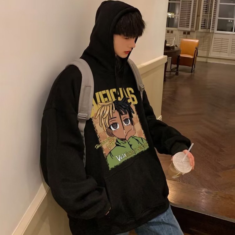 Áo Hoodie Nhung Tay Dài Dáng Rộng In Hình Phong Cách Hip Hop Mỹ Thời Trang Mùa Thu 2022 Size M-5XL