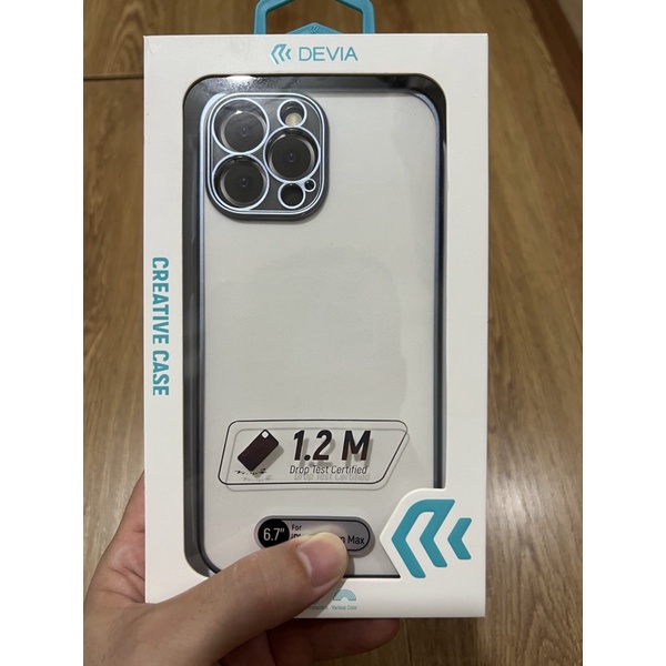 Ốp lưng cao cấp 13promax Devia - Sulada mạ viền Crom Xanh Serri,chống bám vân tay cho iPhone
