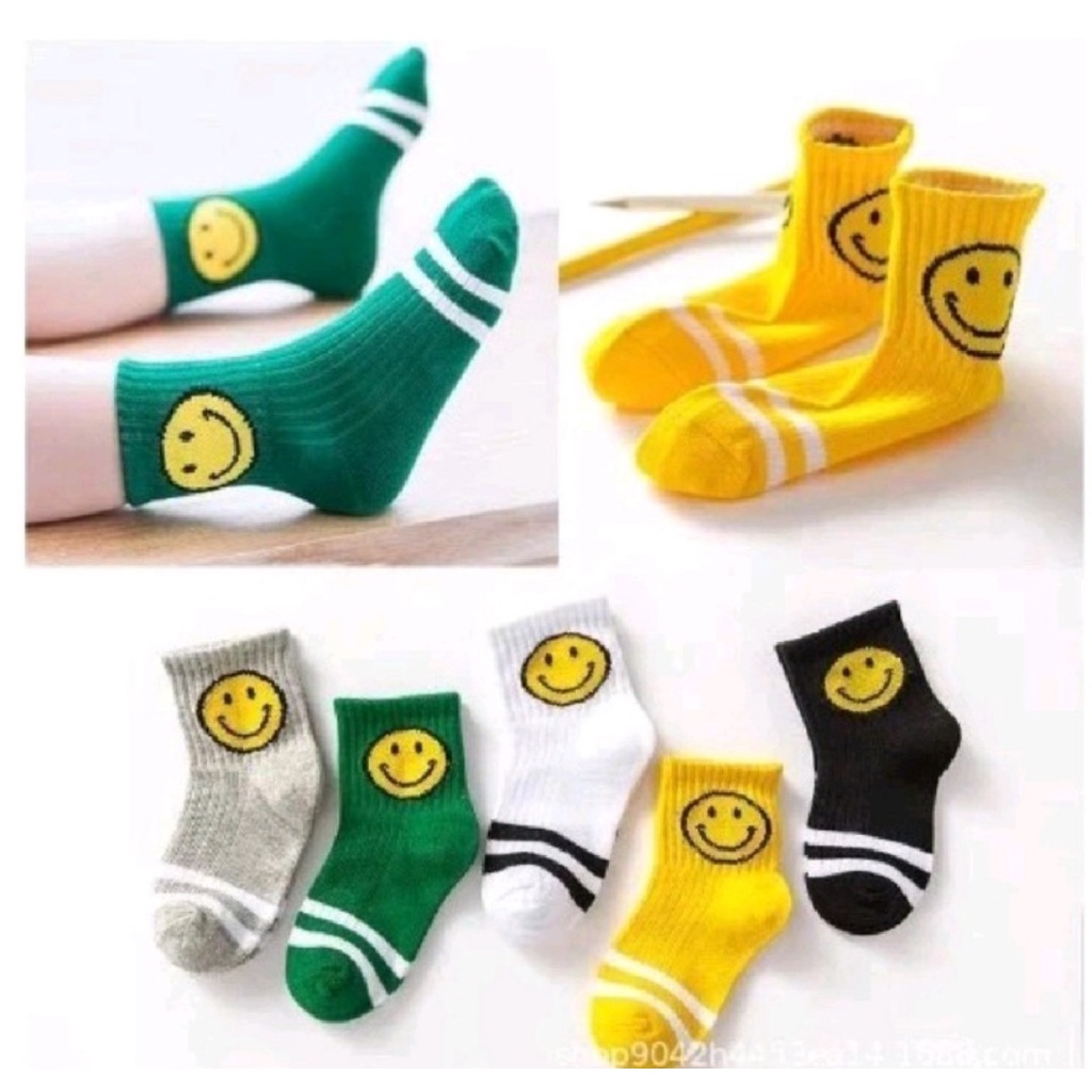 Set 5 Đôi Vớ Cotton Hình Mặt Cười Dễ Thương Cho Bé