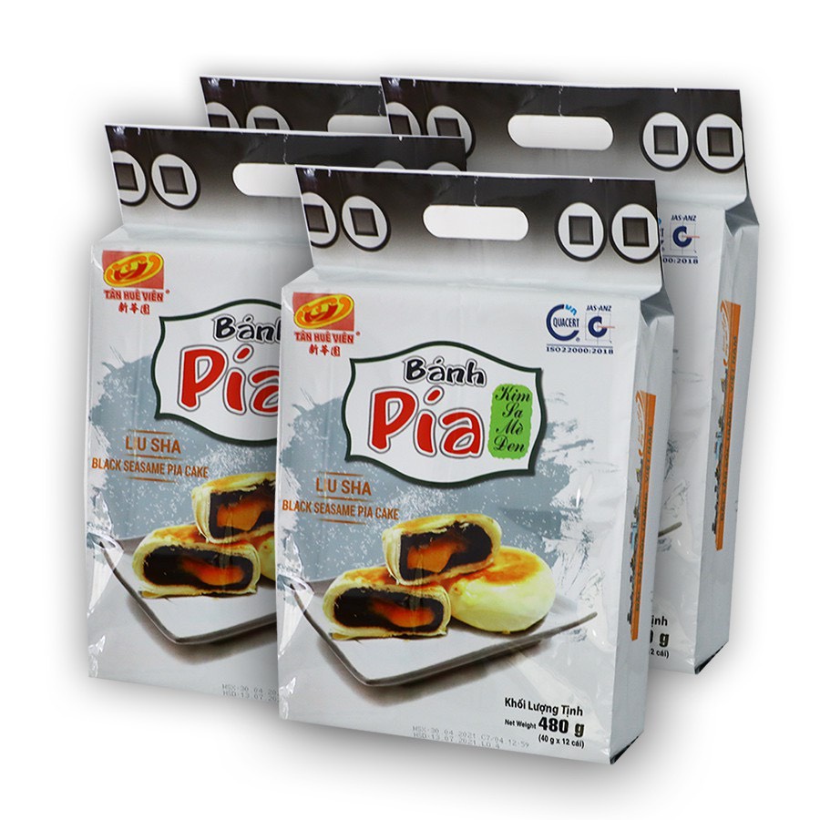 Bánh Pía Kim Sa Mè Đen Tân Huê Viên Túi 12 Bánh