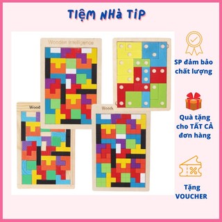 Đồ chơi montessori cho bé bộ thẻ gạch tranh xếp hình tranh ghép gỗ