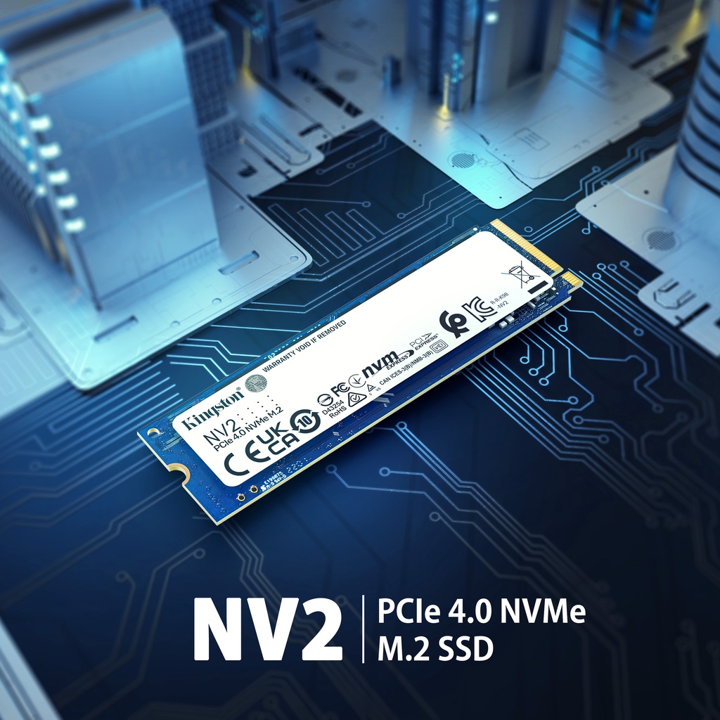 Ổ cứng SSD Kingston NV2 NVMe Gen 4x4 PCIe 4.0 M.2 tốc độ đọc/ghi lên tới 3.500/2.800 MB/giây - Hàng chính hãng