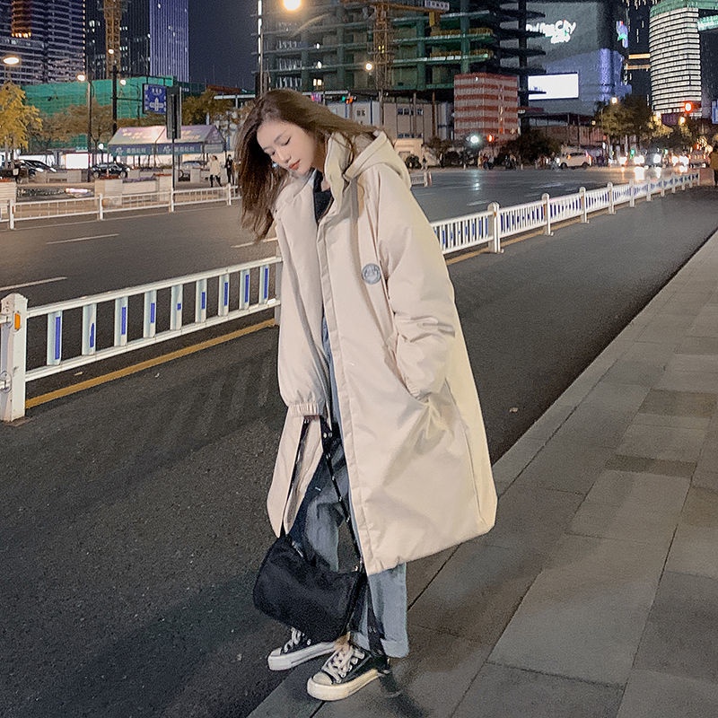 [H Ng Giao ngay] Áo Khoác Đệm Cotton Dày Dài Vừa Phong Cách Hong Kong Thời Trang Mới Cho Nữ