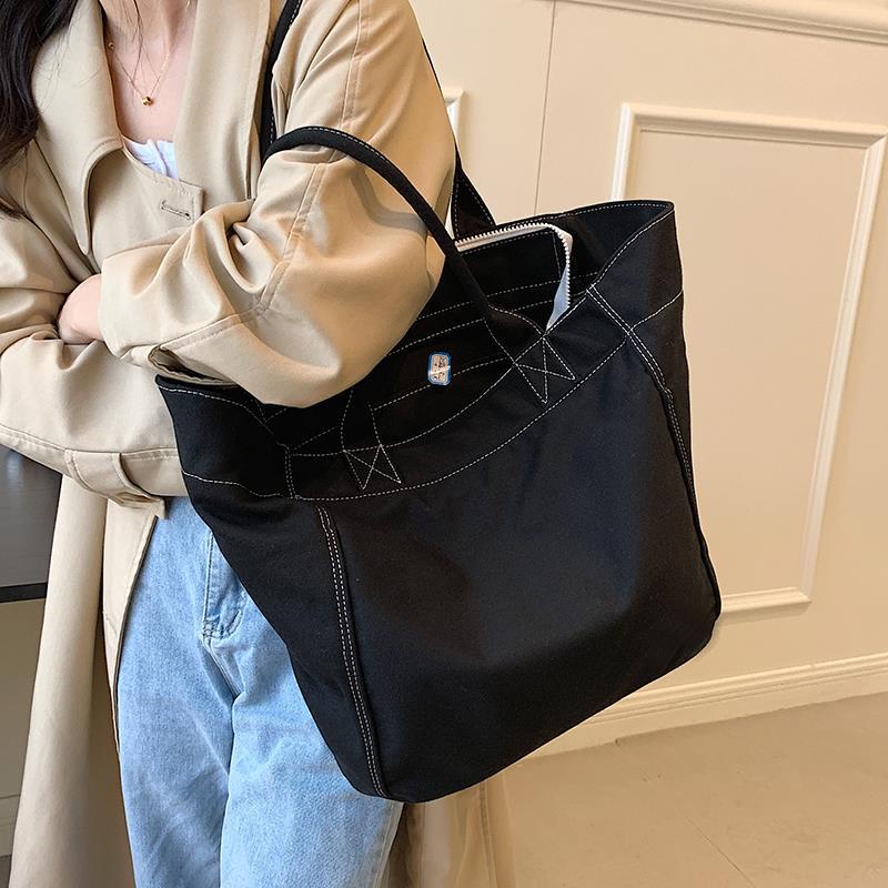 Túi Đeo Vai Vải canvas Màu Trơn Sức Chứa Lớn Thời Trang Cho Nữ