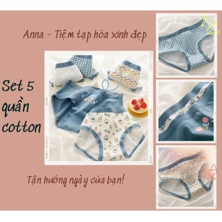 Set 5 quần lót nữ cotton cao cấp in họa tiết  siêu dễ thương 1011