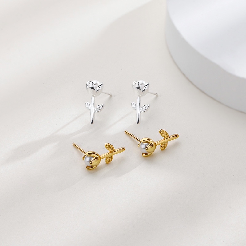 Thời trang hàn quốc bông tai ngọc trai độc đáo bông tai hoa tulip bông tai nữ