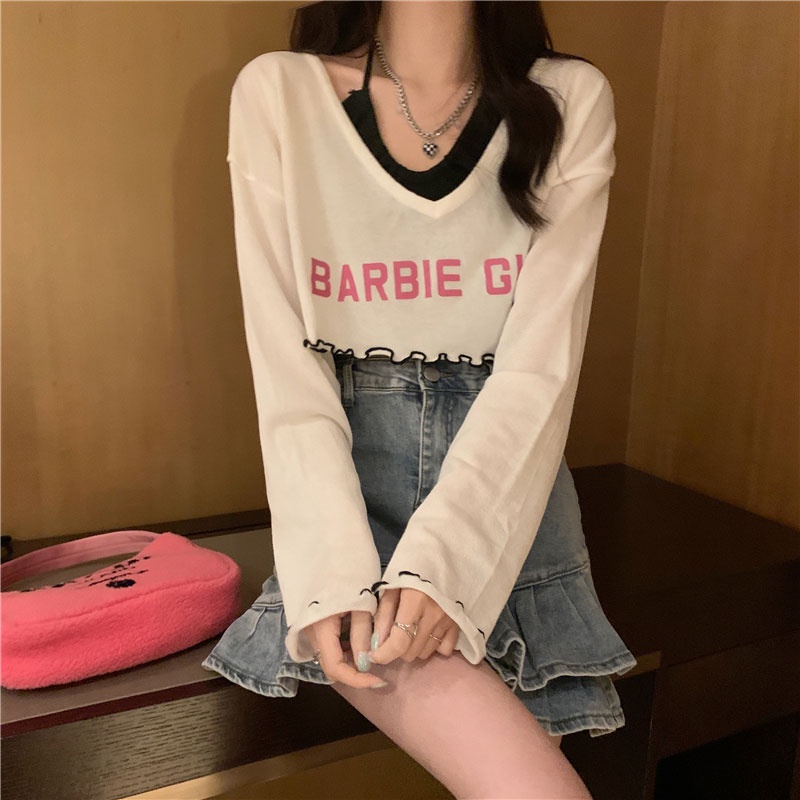 Áo thun tay dài và áo hai dây Xinlanyashe dáng ôm in họa tiết nóng bỏng cá tính cho nữ