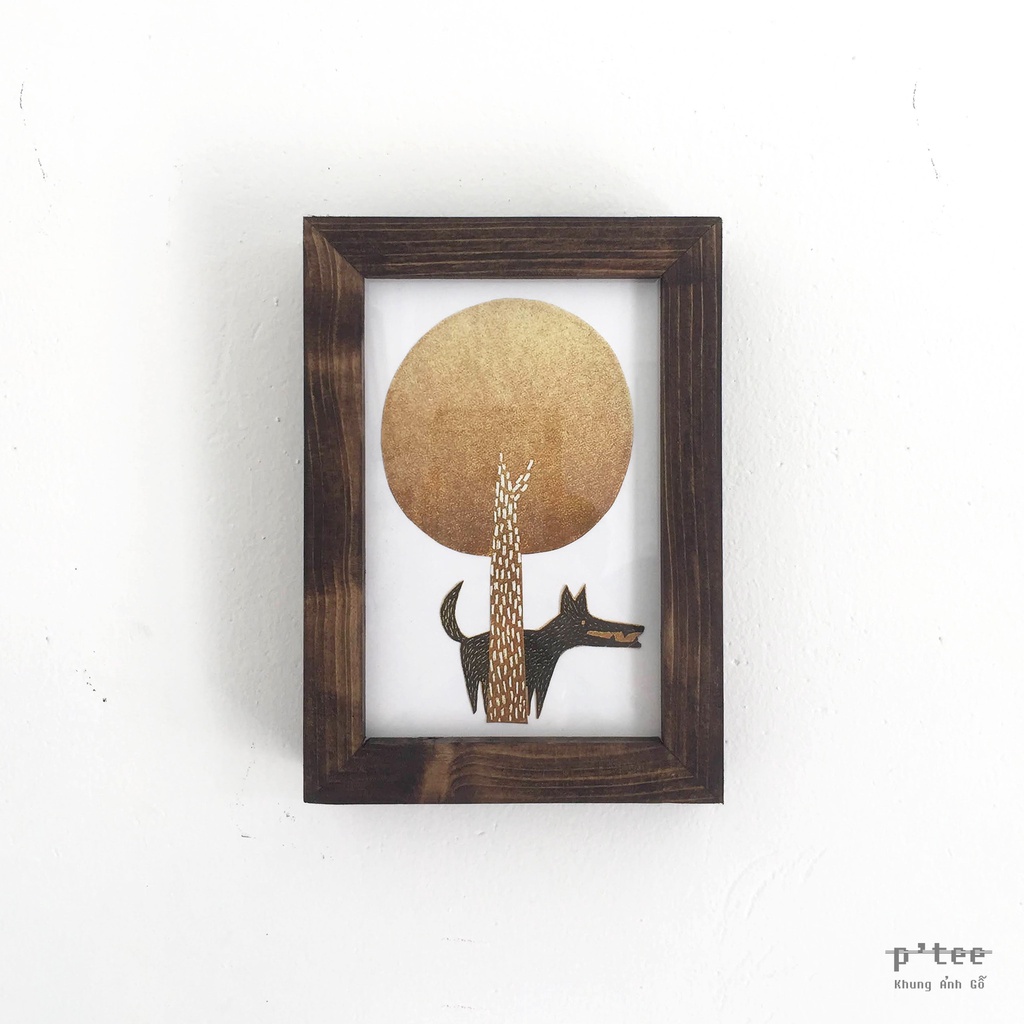 Khung ảnh gỗ Basic 10x15 A6 Stain Nâu Vintage - Khung hình gỗ thông mặt kính để bàn Picture Frames Wood Frame by P'Tee