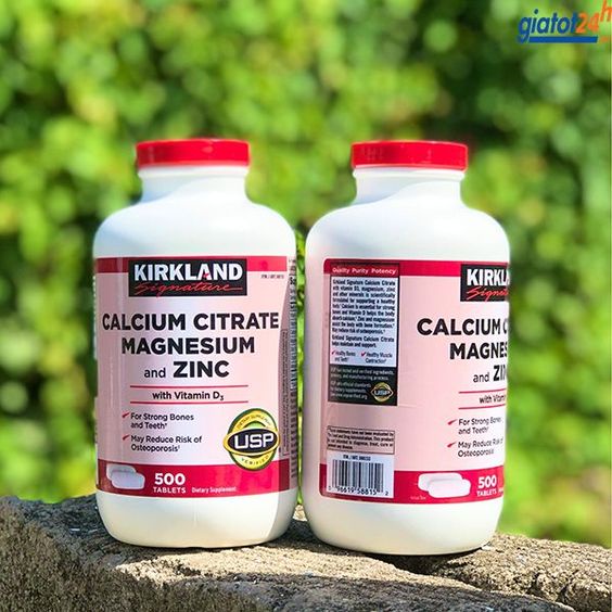 Hỗ trợ xương khớp Viên uống Kirkland Calcium Citrate Magnesium and Zinc 500 viên của Mỹ
