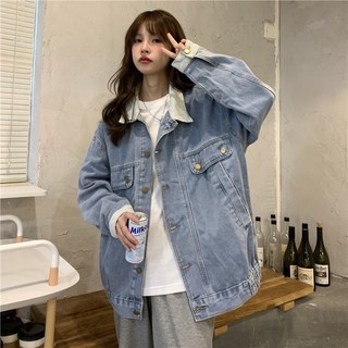 Áo khoác jean ulzzang denim nữ, áo khoát jacket nữ chất denim cổ nhung 1147