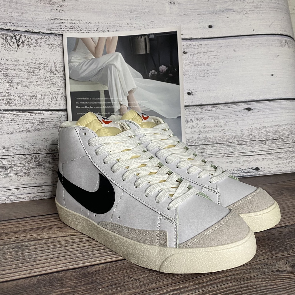 Giày Sneaker Blazer 77 Vintage White Black Kiểu Dáng Thể Thao Nam Nữ Full Bill Box
