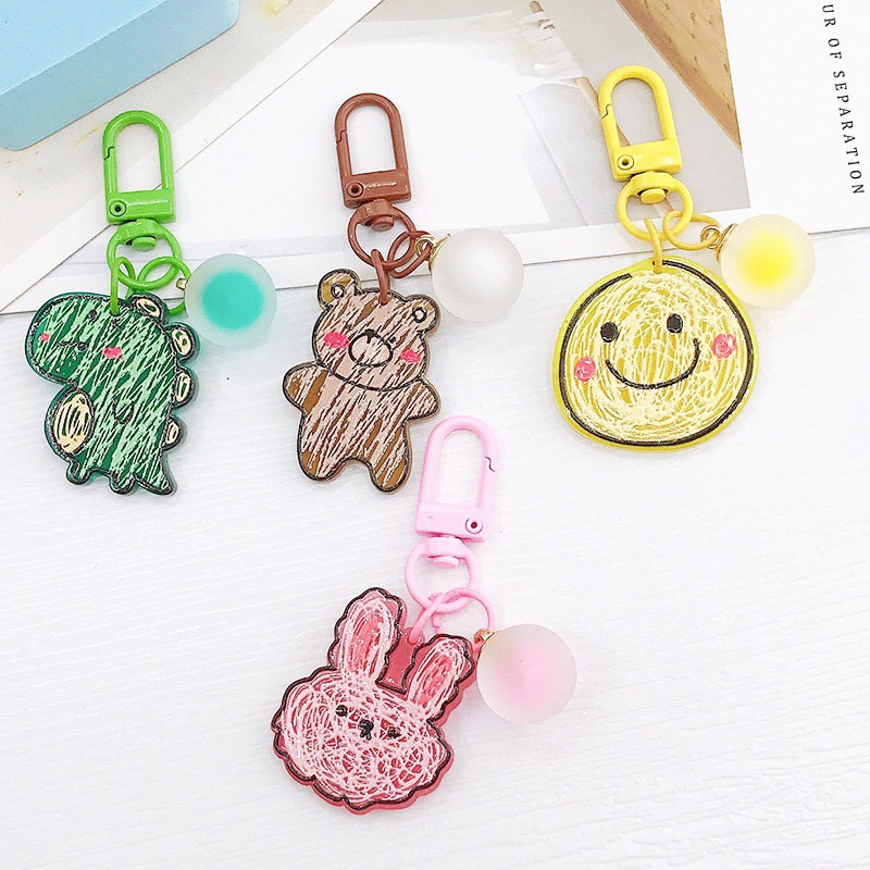 Móc Khóa Hình Gấu / Thỏ Nhiều Màu Dễ Thương