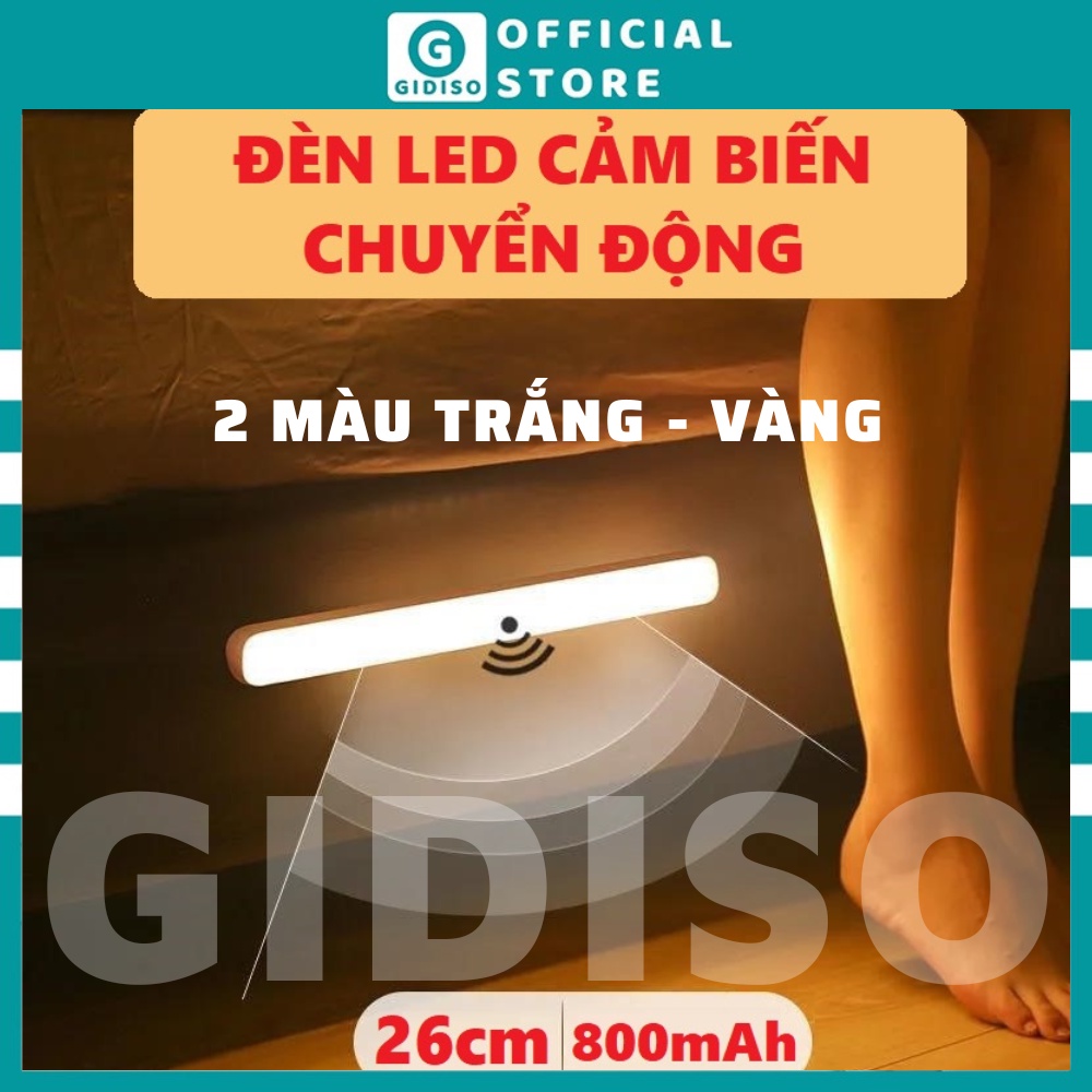 Đèn led cảm biến chuyển động cảm ứng thông minh dùng pin tích điện cho phòng ngủ dán tủ quần áo cầu thang - GIDISO