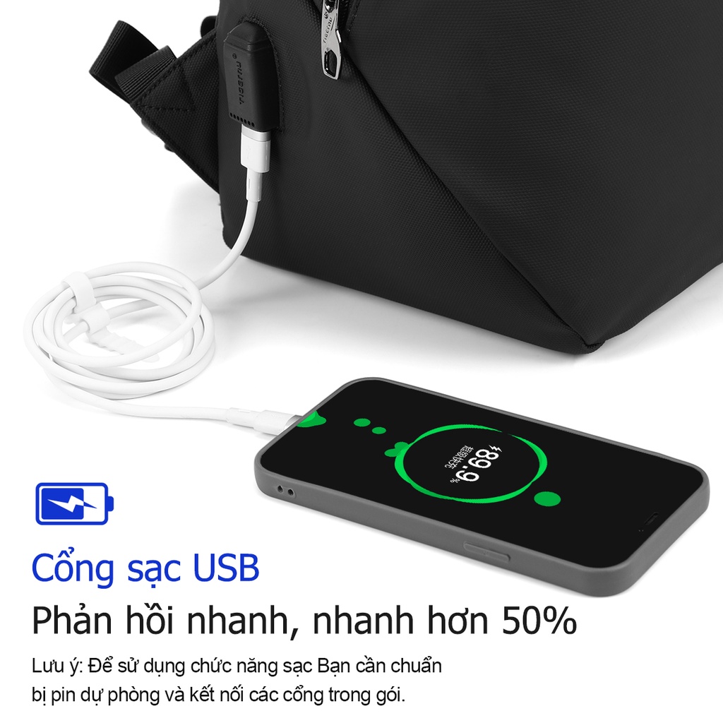 Tigernu Ba Lô Đựng Laptop 17 '' Chống Trộm Chống Thấm Nước Có Cổng Sạc USB Tiện Lợi 3164TPU