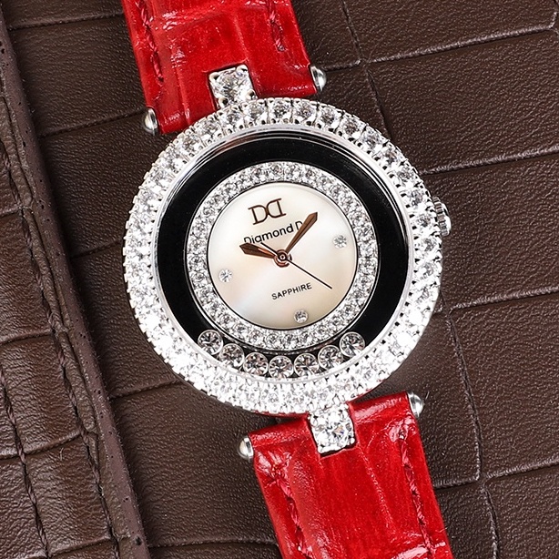 Đồng hồ nữ Diamond D DM36285W-R - Dây da đỏ
