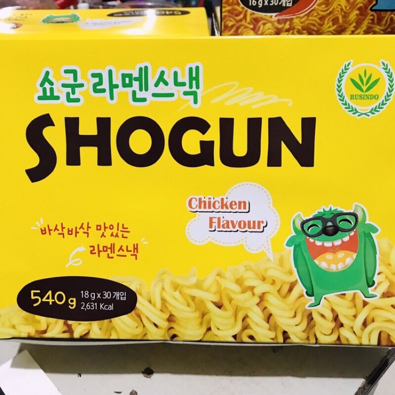 Thùng Mì Tôm trẻ em Ăn Liền SHOGUN 3 vị Gà, cay 30 gói 18g