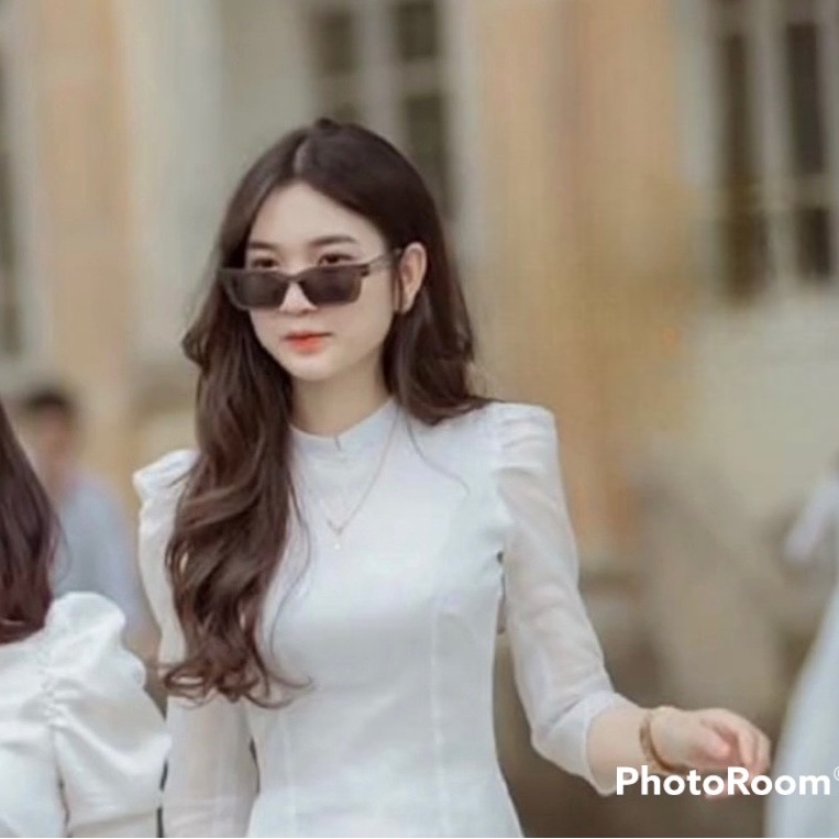 Áo dài vai bồng chất voon tơ mềm 4 tà , áo dài học sinh