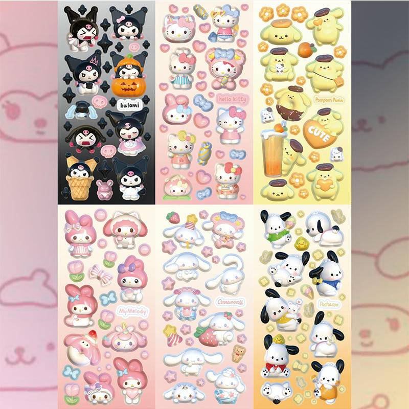 Miếng Dán Trang Trí Điện Thoại / Laptop / Vali / Sổ Tay Hình Cinnamoroll 3D DIY Sanrio mymelody