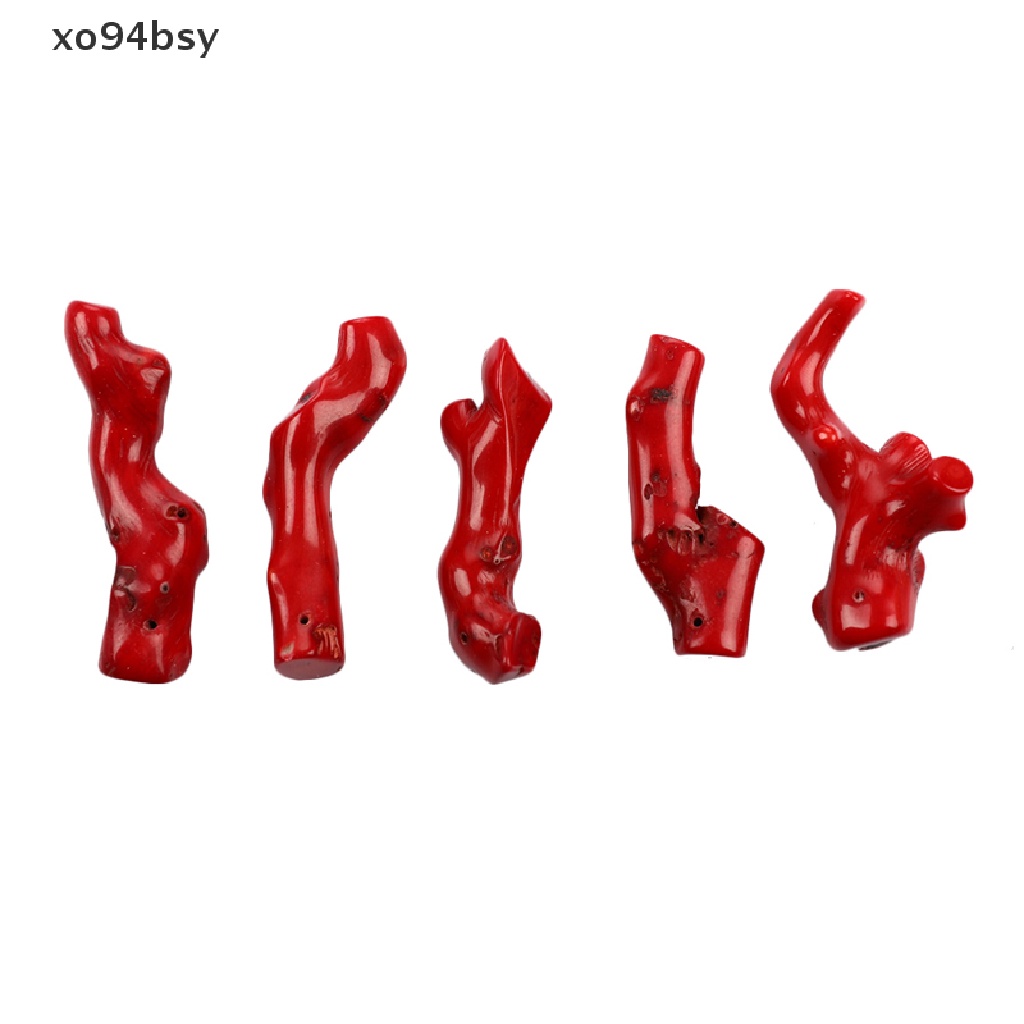Set 5 Chuỗi Hạt xo94bsy Màu Đỏ San Hô Tự Nhiên Hình Cành Cây Xinh Xắn