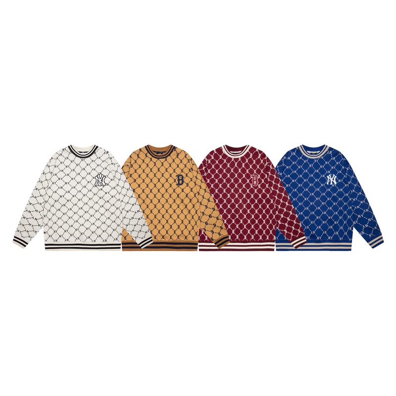 ❤ Mlb Áo Sweater Tay Dài Cổ Tròn Thêu Họa Tiết Thời Trang Cho Nam Nữ
