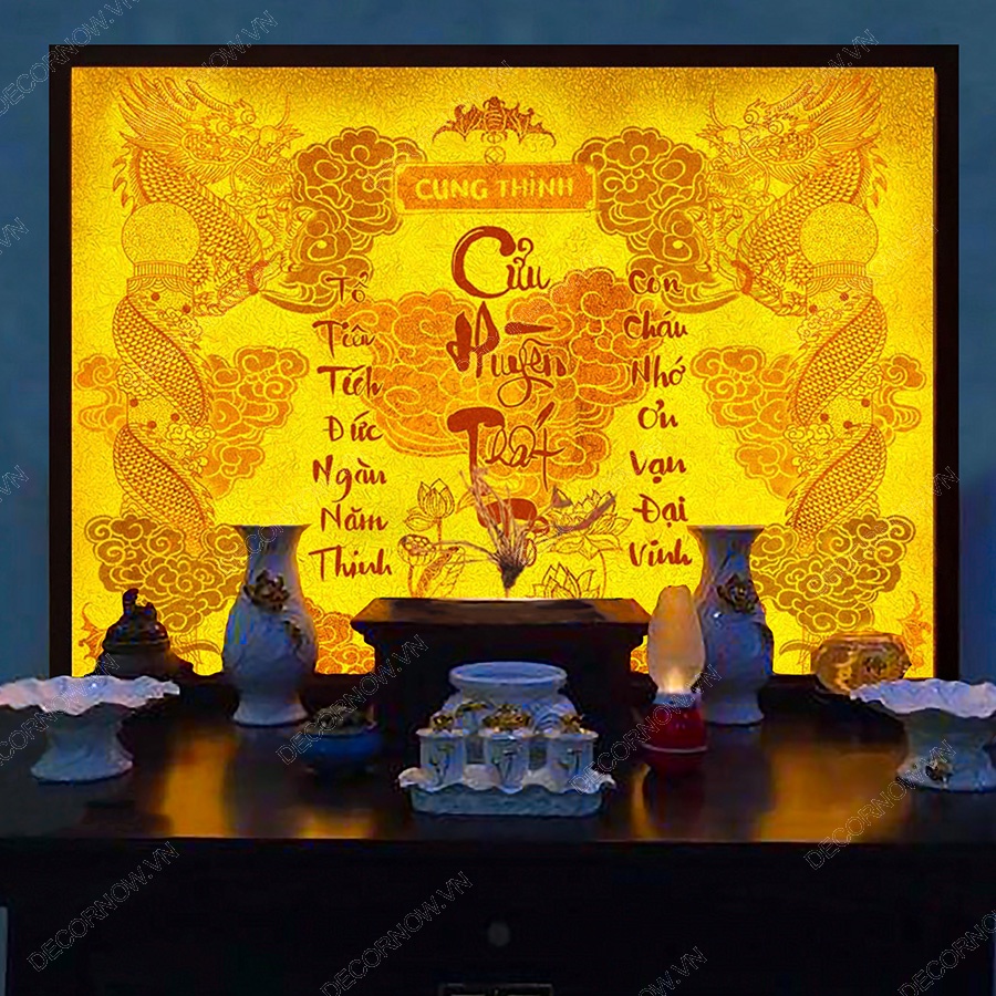 Đèn Hào Quang In Tranh Trúc Chỉ Tròn Chính Hãng DecorNow, Trang Trí Bàn Thờ - XDCN-06