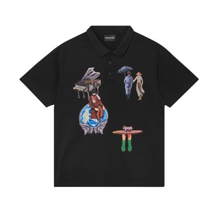 Áo polo nữ ross studio tay ngắn màu đen logo artwork sad - black t-shirt artwork sad - ross studio