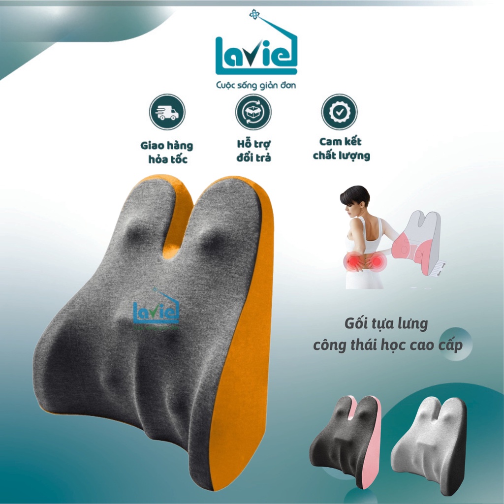 Gối tựa lưng công thái học cao cấp dành cho văn phòng form chữ M có đai cài
