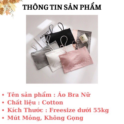 Áo Bra Nữ Cotton Gân Tăm 2 Dây Có Mút Ngực Trẻ Trung ANA 809