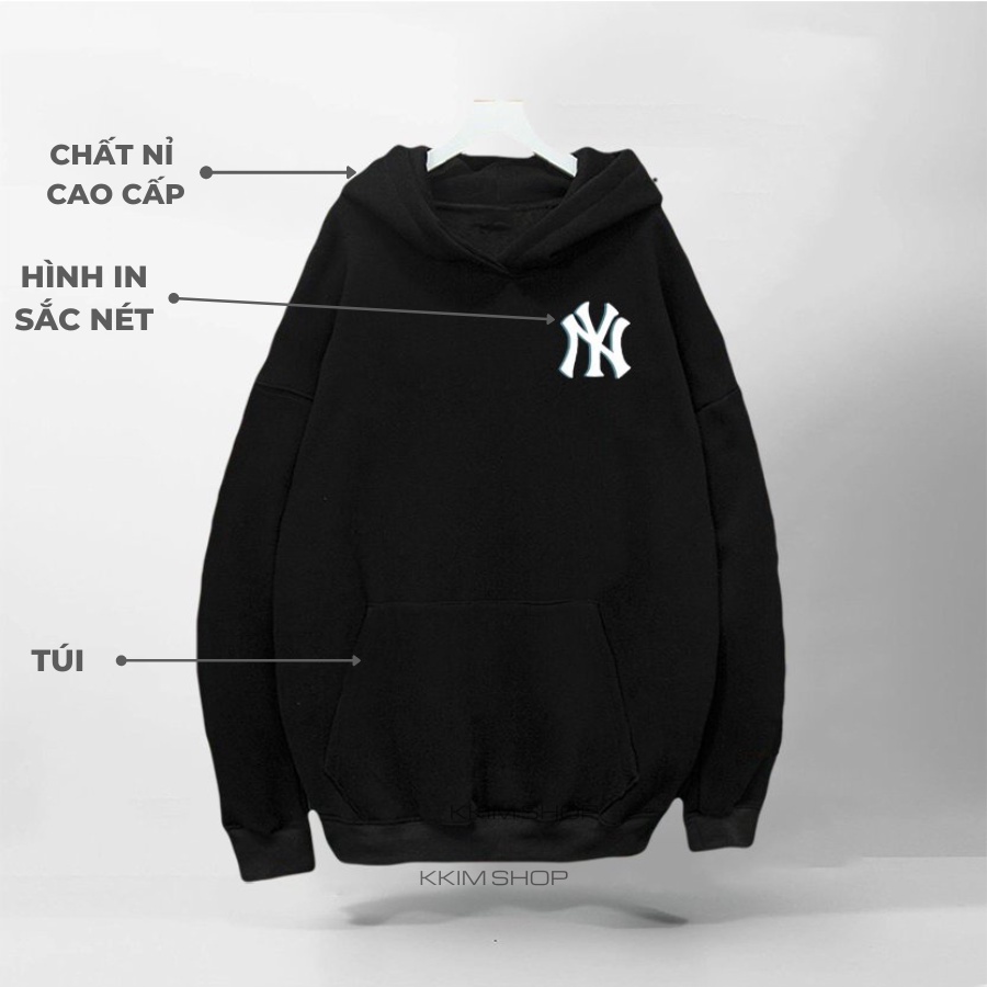 Áo Nỉ HOODIE NY form rộng oversize, Áo hoodies MLP XANH LÁ unisex nam nữ chất liệu Nỉ bông cao cấp KKIM SHOP