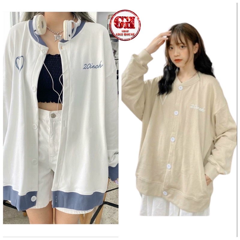 Áo Cardigan WH.ATIS.LOVE 20. inch Nỉ Bông Gigihouse NAM, NỮ Ulzzang Unisex