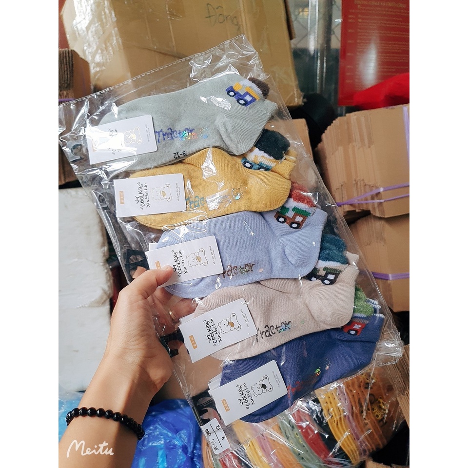 Sét 5 đôi Tất Vớ hình siêu nhân, nhện, khùng long bé trai, gái từ 1 đến 12 tuổi