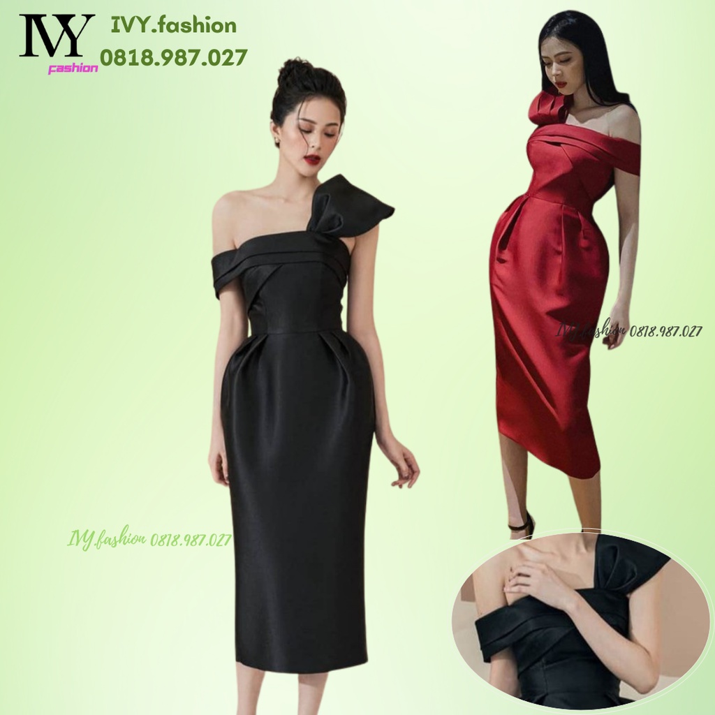 Đầm váy thiết kế 🔥tafta mút ngực🔥 đứng form đỏ đen lệch vai ôm body đập ly eo đi biển dự tiệc dạo phố bigsize gợi cảm