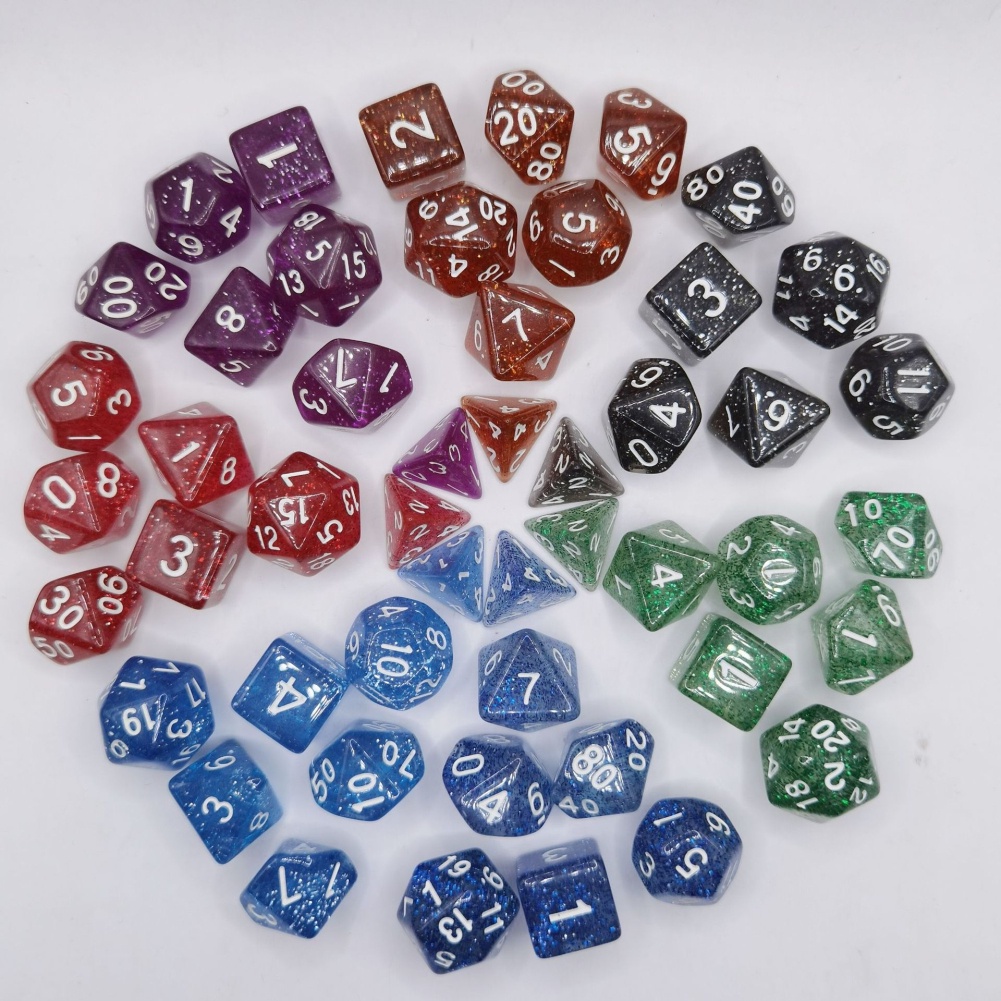Bộ 7 Viên Xúc Xắc Bằng Polyhedral Lấp Lánh DND Bằng Acrylic Tiện Dụng Cho Gia Đình