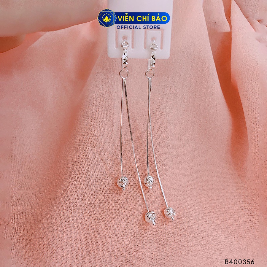 Khuyên tai bạc nữ bi dài chất liệu bạc 925 thời trang phụ kiện trang sức nữ Viễn Chí Bảo B400356