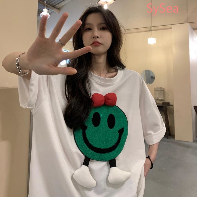 Áo Thun Thêu Họa Tiết Hoạt Hình Xinh Xắn Theo Phong Cách Mùa Hè Hàn Quốc Dành Cho Nữ /