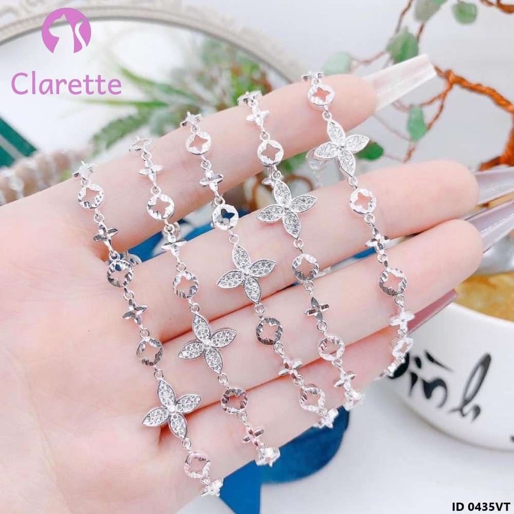 Vòng tay bạc hình hoa bốn cánh Clarette 0435VT