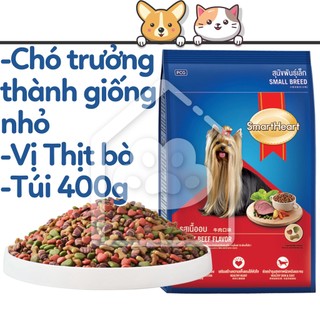 Thức ăn chó lớn giống nhỏ Smartheart Small Breed Adult vị bò túi 400g - Bivido