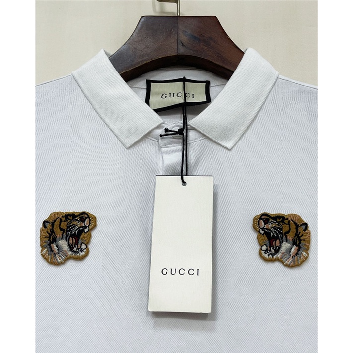 Gucc1 Áo Thun polo Nam Ngắn Tay Thêu Họa Tiết Mới Size S-4XL