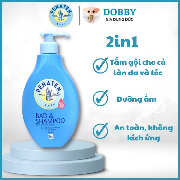 Sữa tắm cho bé sơ sinh Penaten 400ml và sữa tắm gội PENATEN Bad &amp; Shampoo 2 in 1 - Dobby