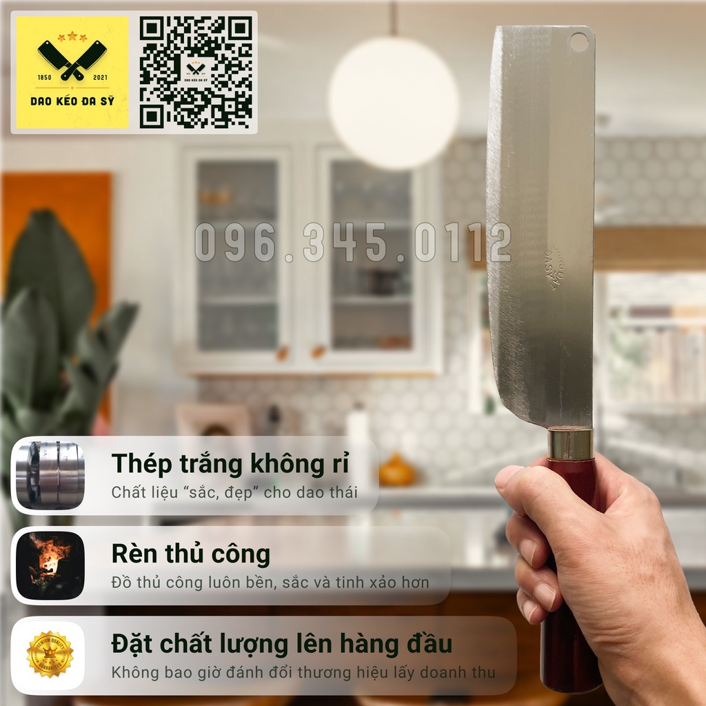 Dao thái thịt, thái rau - Dao Đa Sỹ - thép Nhật trắng không gỉ