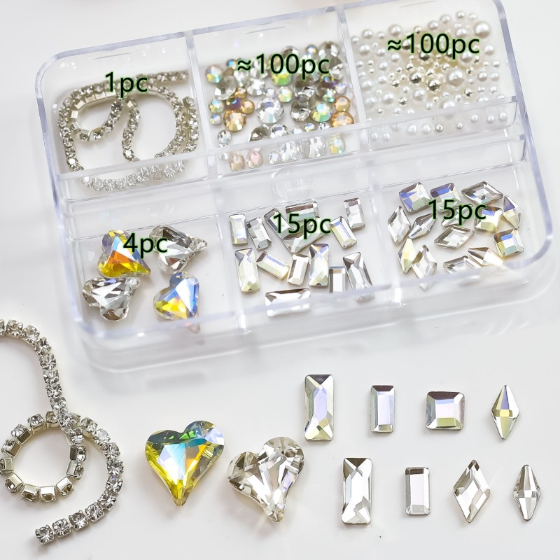 Hộp Đá Pha Lê 3D Trang Trí Móng Tay Nghệ Thuật